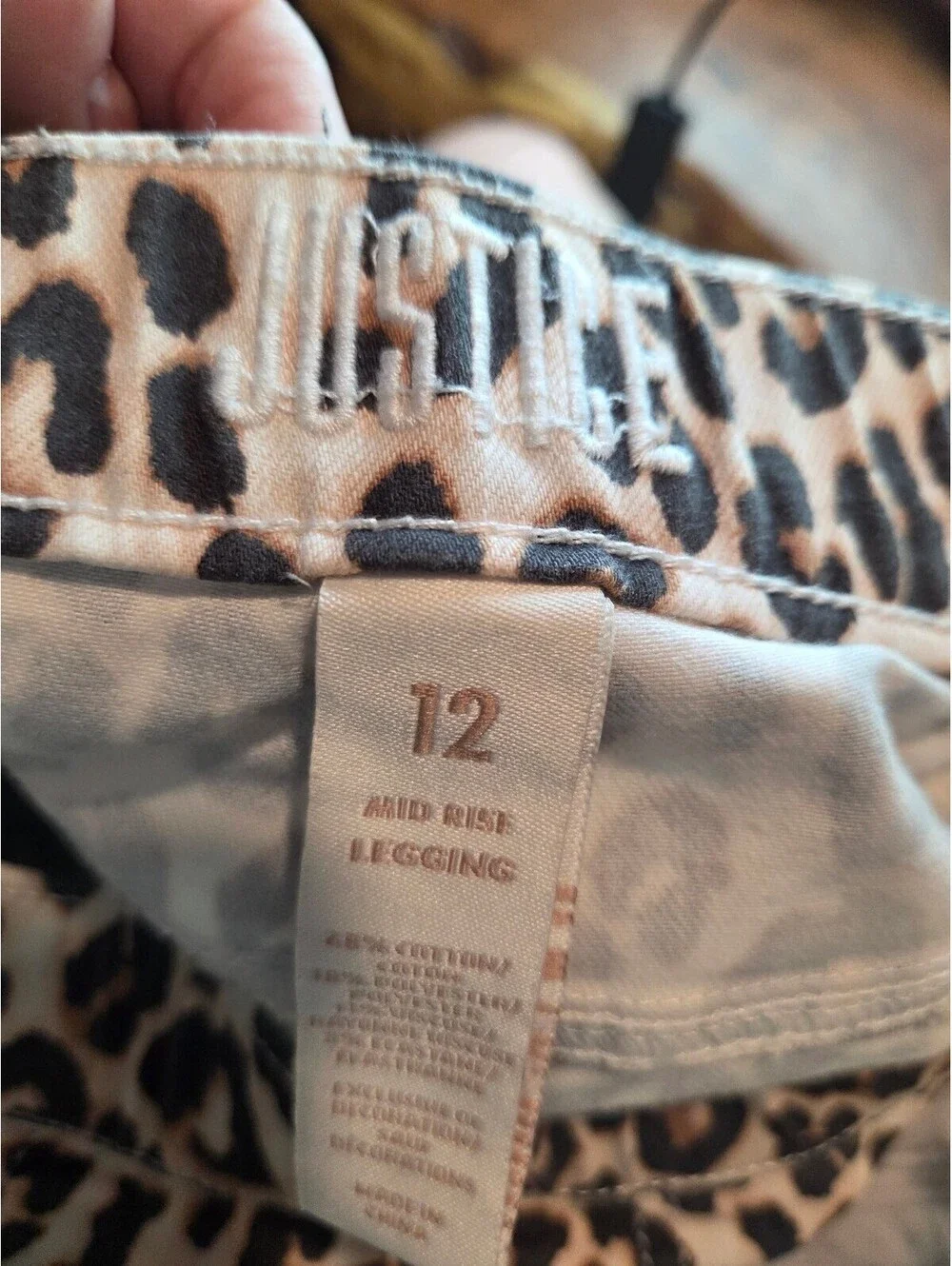 Justice Mid Rise Leopard Print Leggings Size 12